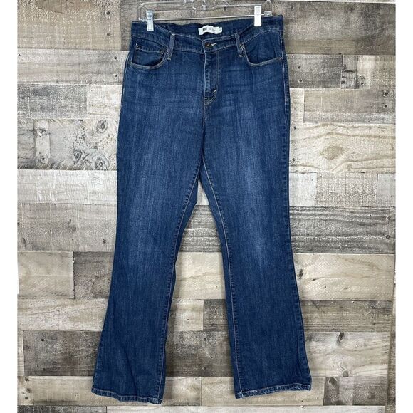 Levi's Women's Boot Cut 515 Jeans Size 14 Dark Blue Denim 5‎ Pocket Stretch - Picture 1 of 7